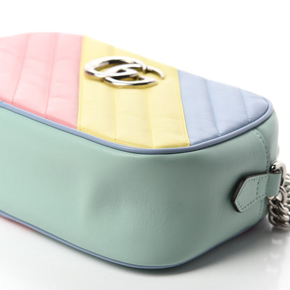 Gucci Calfskin Matelasse Diagonal Small GG Marmont Chain Shoulder Bag Multicolor Pastel 7 of 10
