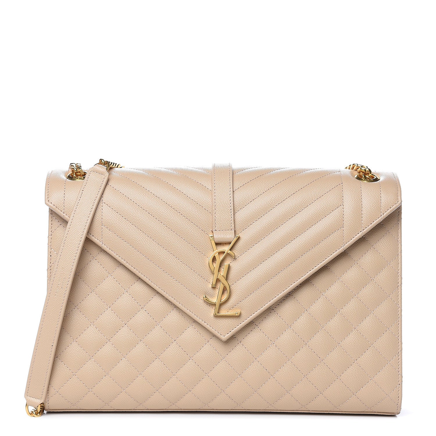 Saint Laurent Grain De Poudre Mixed Matelasse Large Triquilt Monogram Satchel Nude Powder 1 of 11