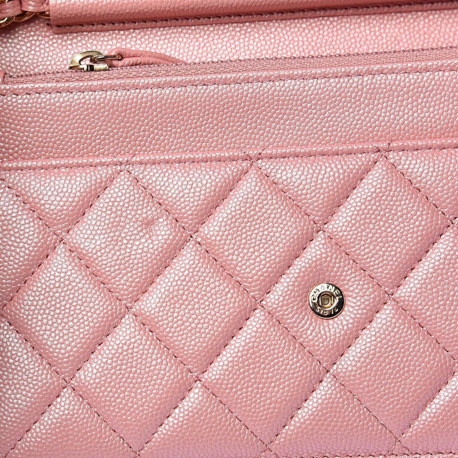 Chanel Iridescent Caviar Quilted Wallet on Chain WOC Rose Pink 9 of 11