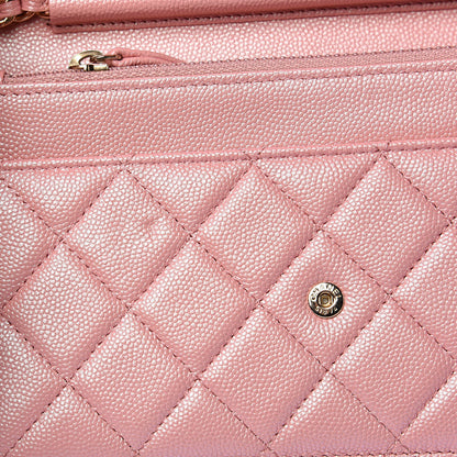Chanel Iridescent Caviar Quilted Wallet on Chain WOC Rose Pink 9 of 11