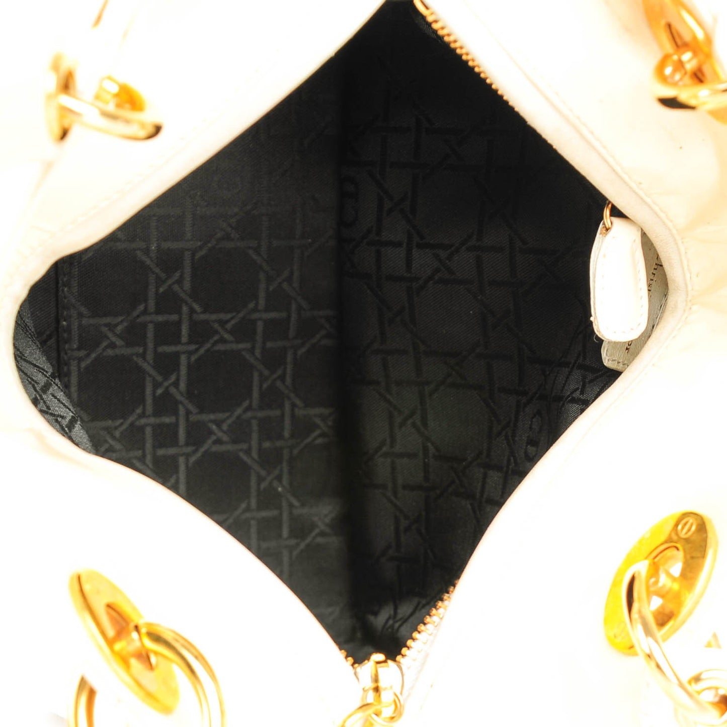 Patent Cannage Medium Lady Dior White