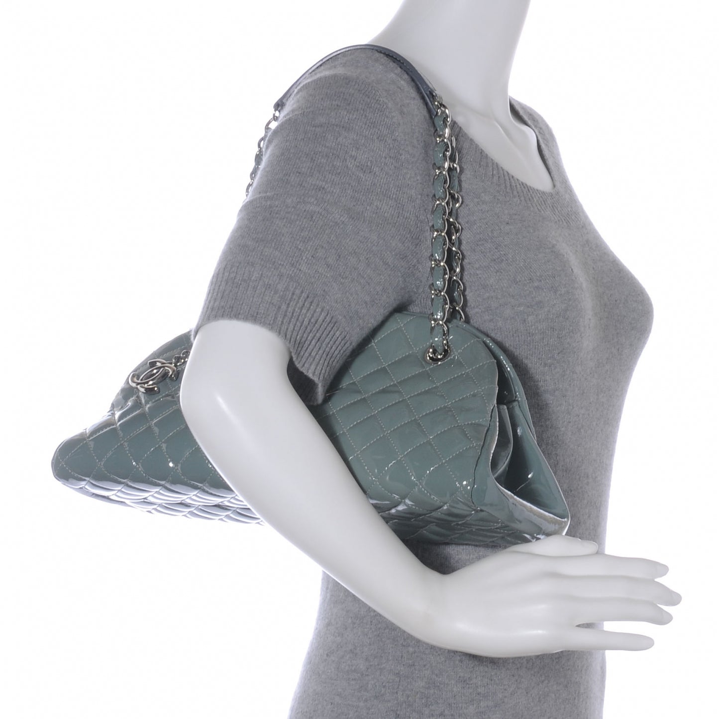 Patent Quilted Medium Just Mademoiselle Grey