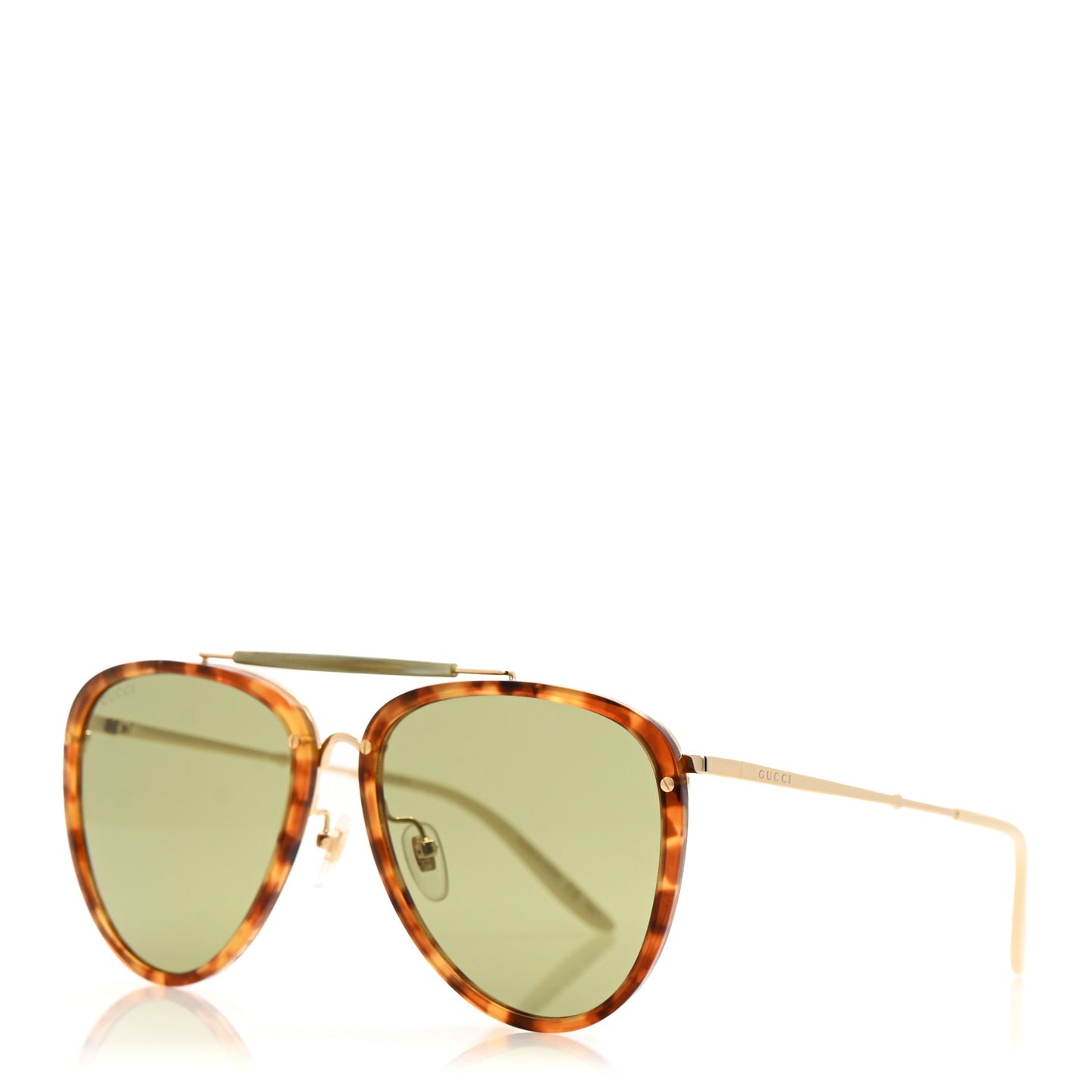 Aviator Sunglasses GG0672S Havana Gold Green