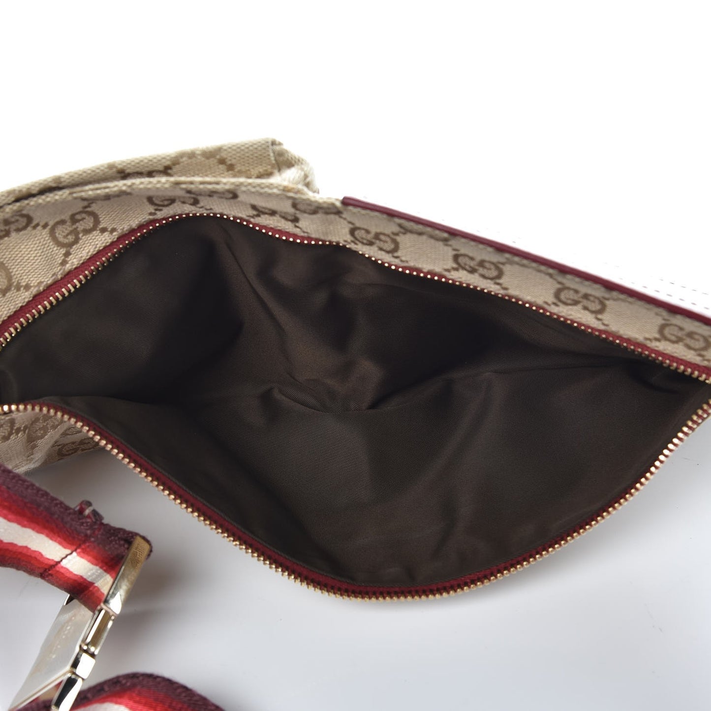 GG Monogram Web Double Pocket Belt Bag Red
