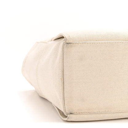 Bottega Veneta Canvas Maxi Intrecciato Medium Arco Tote Beige Black 9 of 14