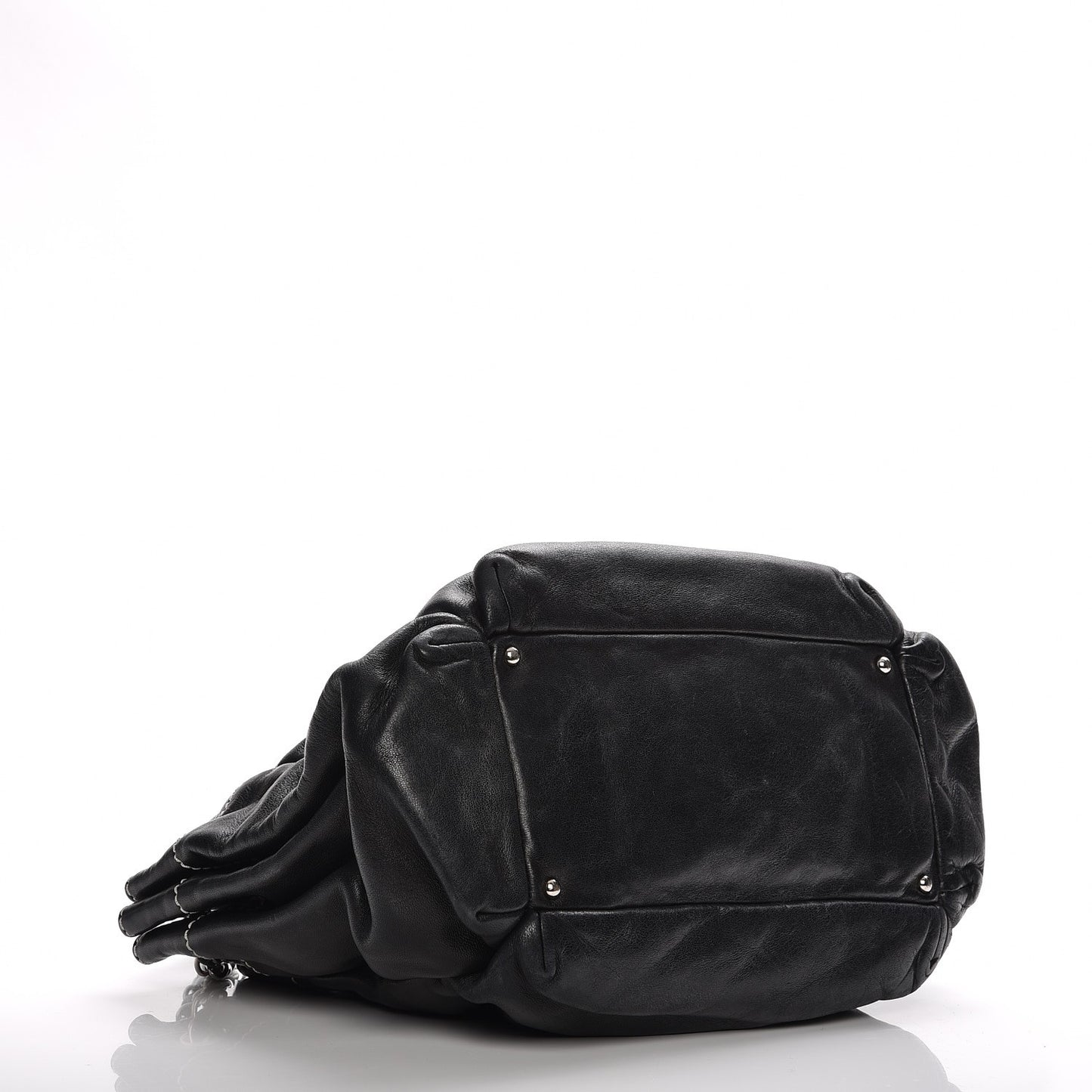 Lambskin Lax Accordion Hobo Black