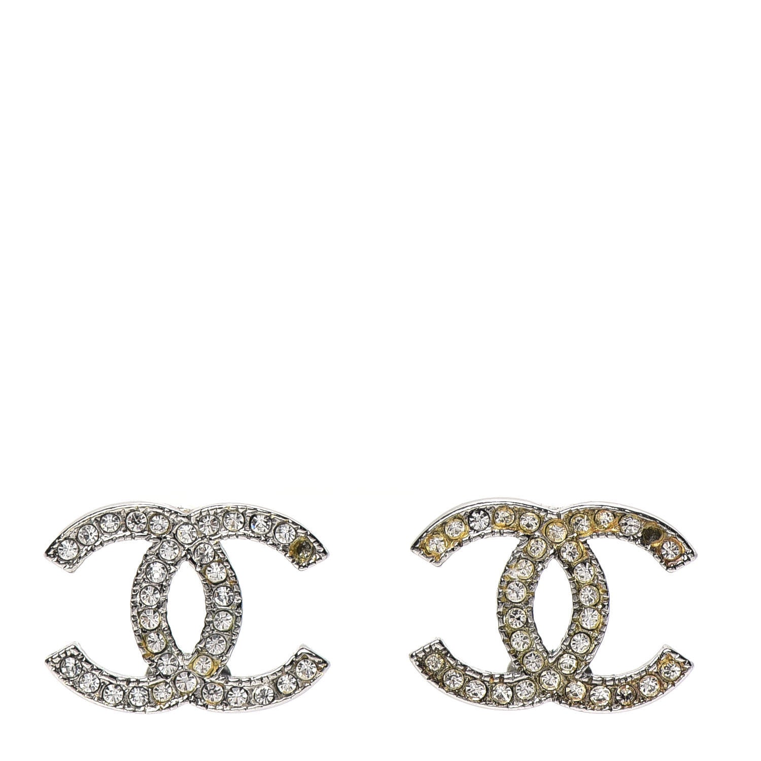 Chanel Crystal CC Earrings Silver 1 of 5
