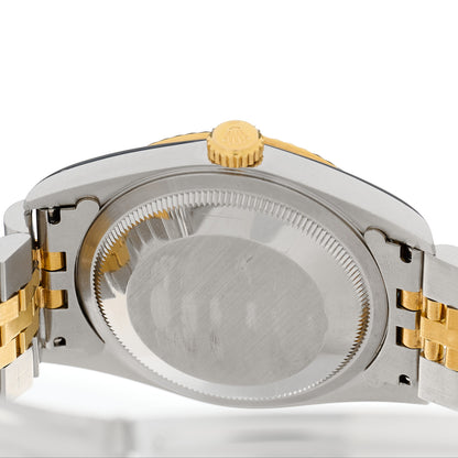 Rolex Stainless Steel 18K Yellow Gold Diamond 36mm Oyster Perpetual Datejust Watch Blue 16233 4 of 4