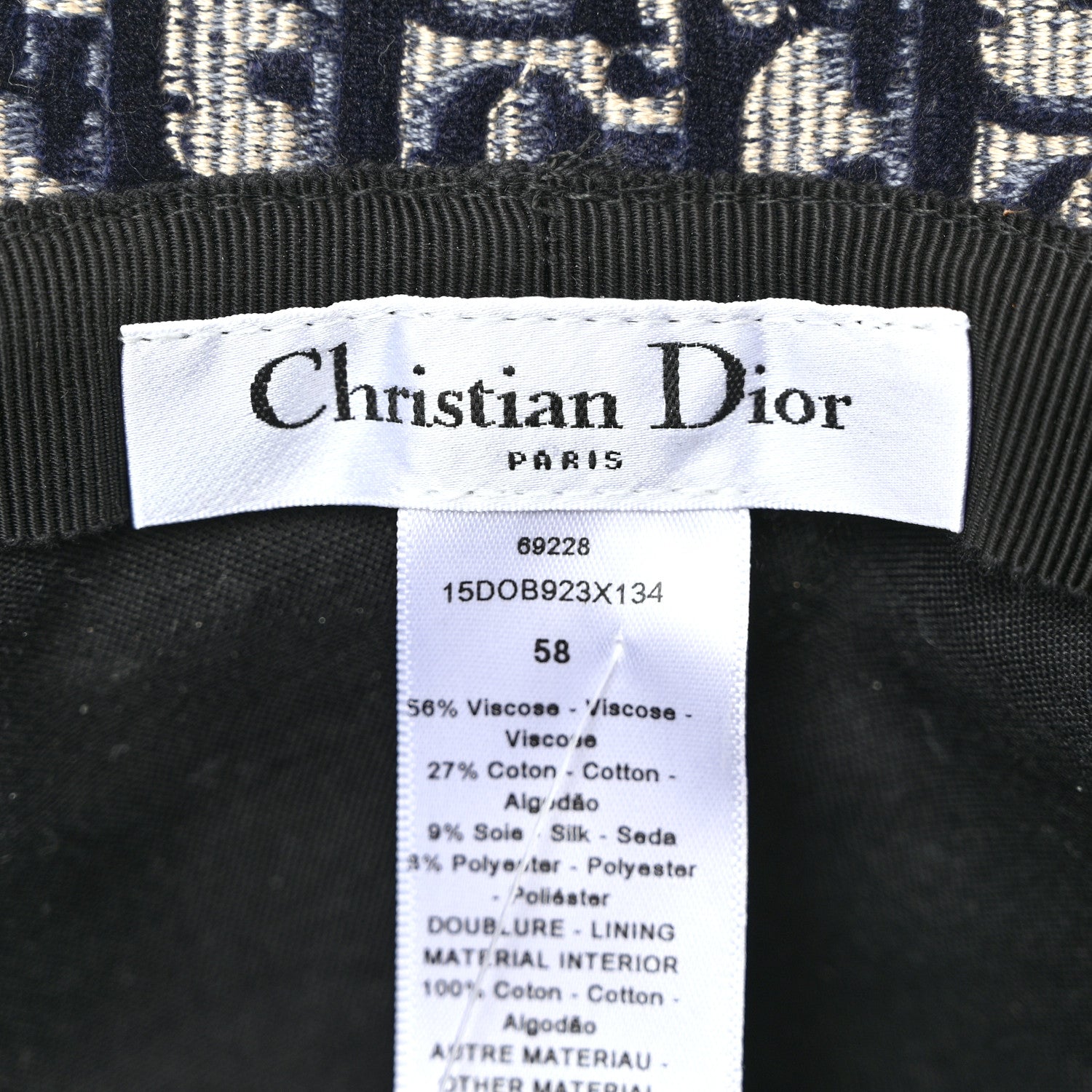 Christian Dior Velvet Oblique Large Brim Bucket Hat 58 Bleu Red 8 of 10