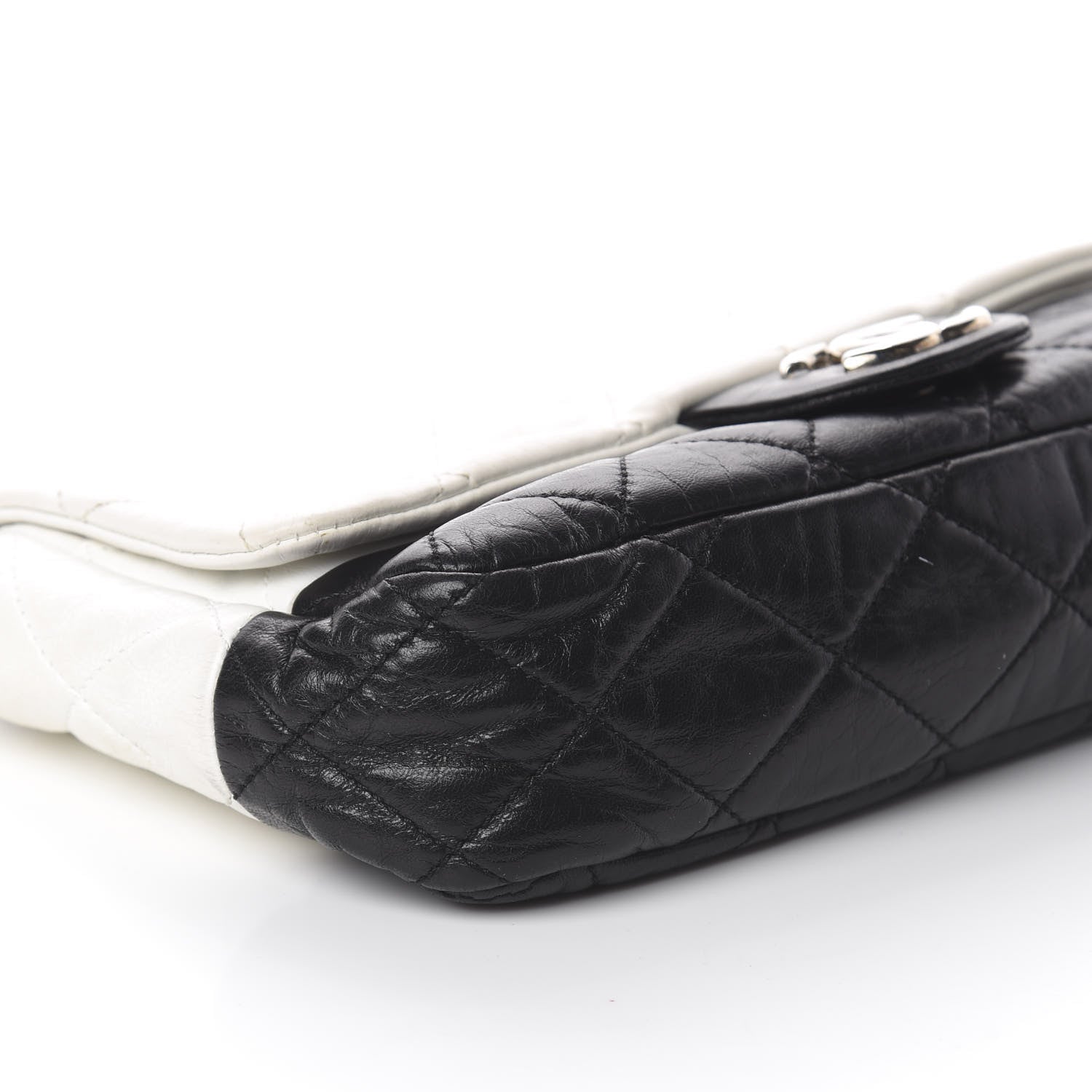 Chanel Lambskin Quilted Medium Flap Black White 8 of 9