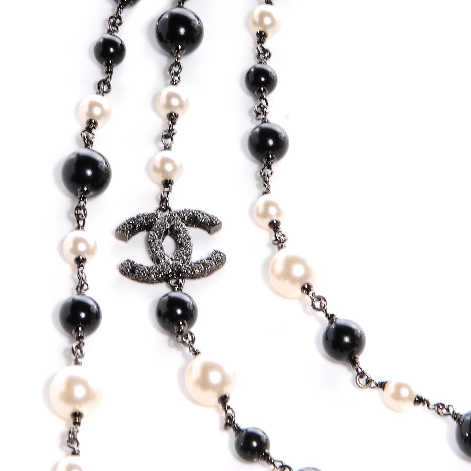 Chanel Ruthenium Camellia Pearl CC Necklace Black 5 of 6