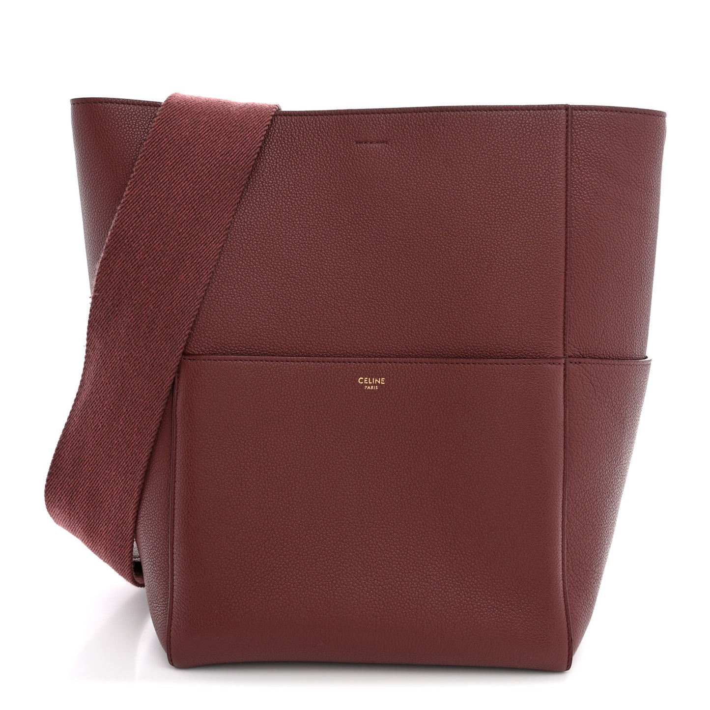 Soft Grained Calfskin Sangle Bucket Bag Light Burgundy
