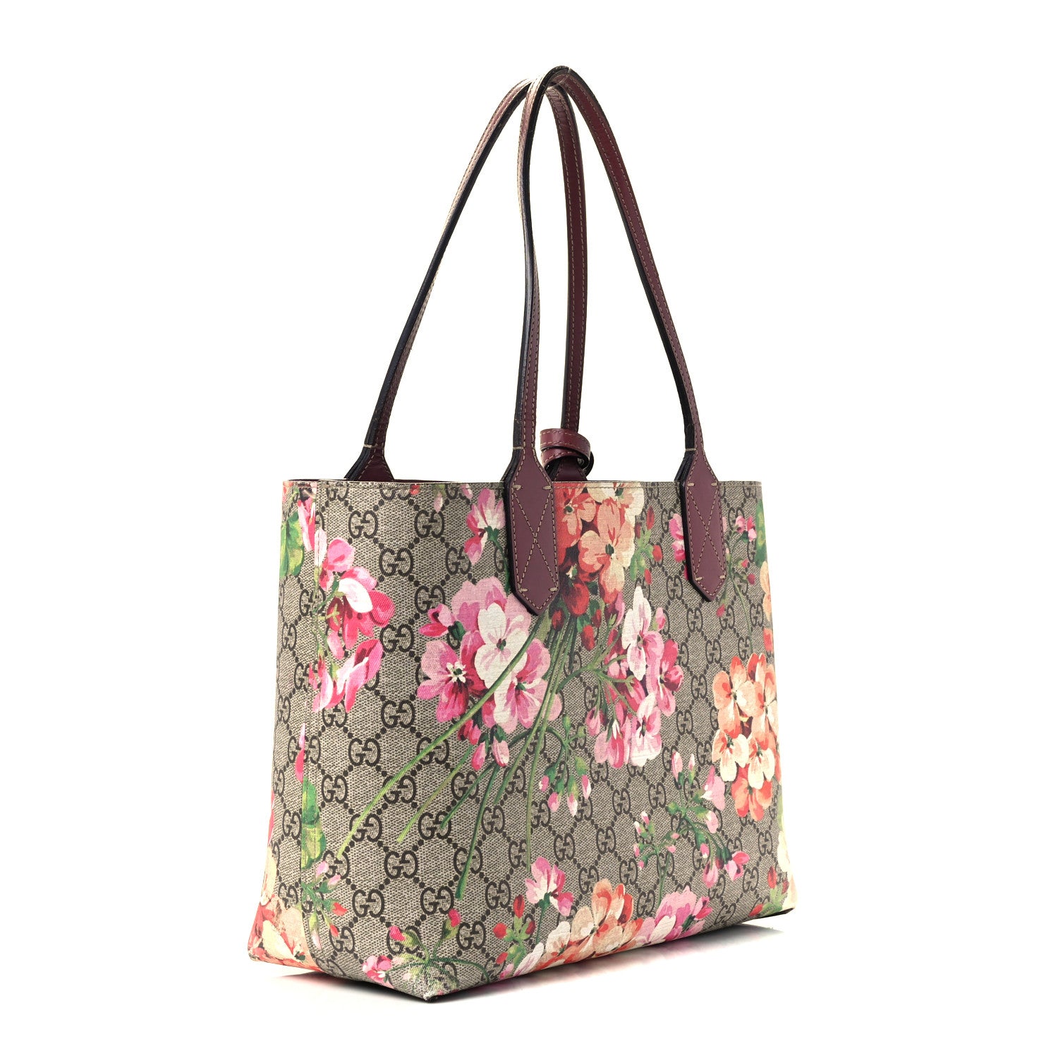 Gucci GG Supreme Monogram Blooms Medium Reversible Tote Beige Multicolor Dry Rose 3 of 11