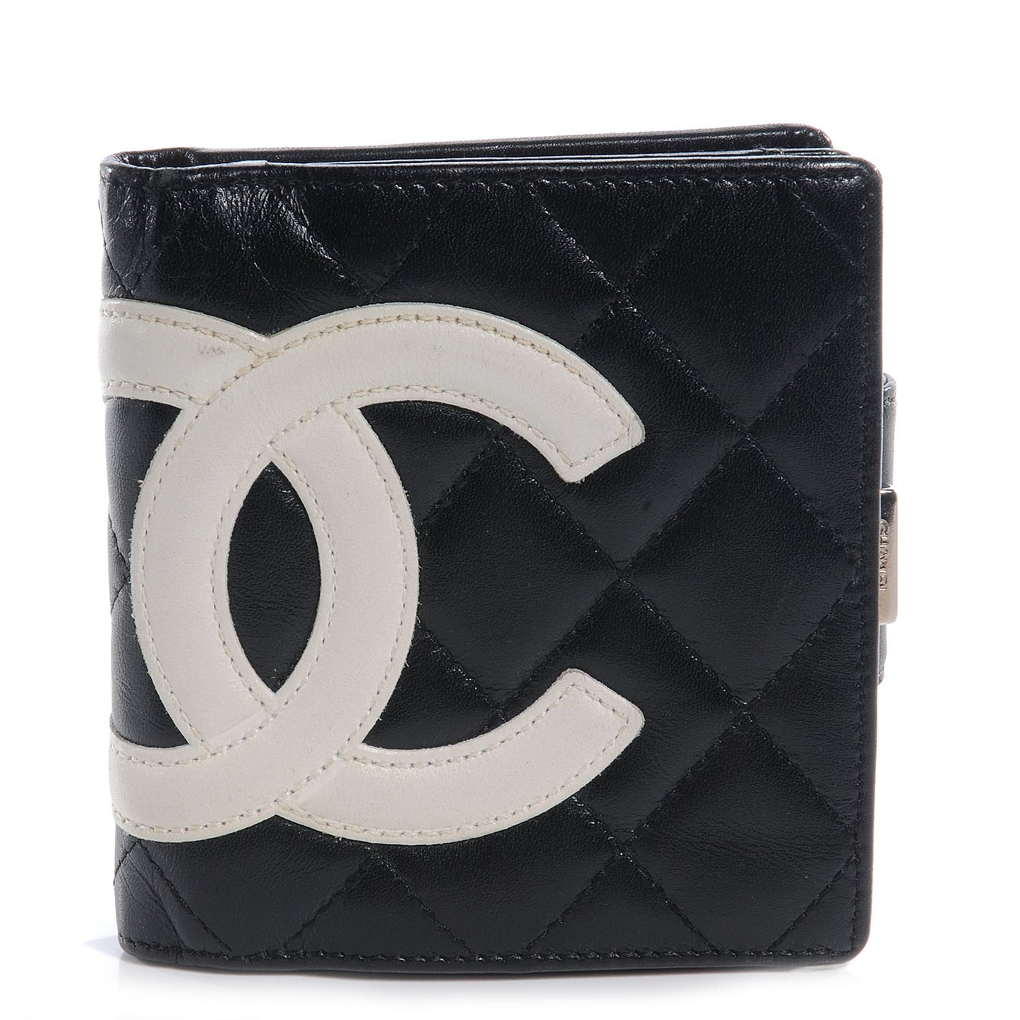 Calfskin Quilted Bi-fold Wallet Black White