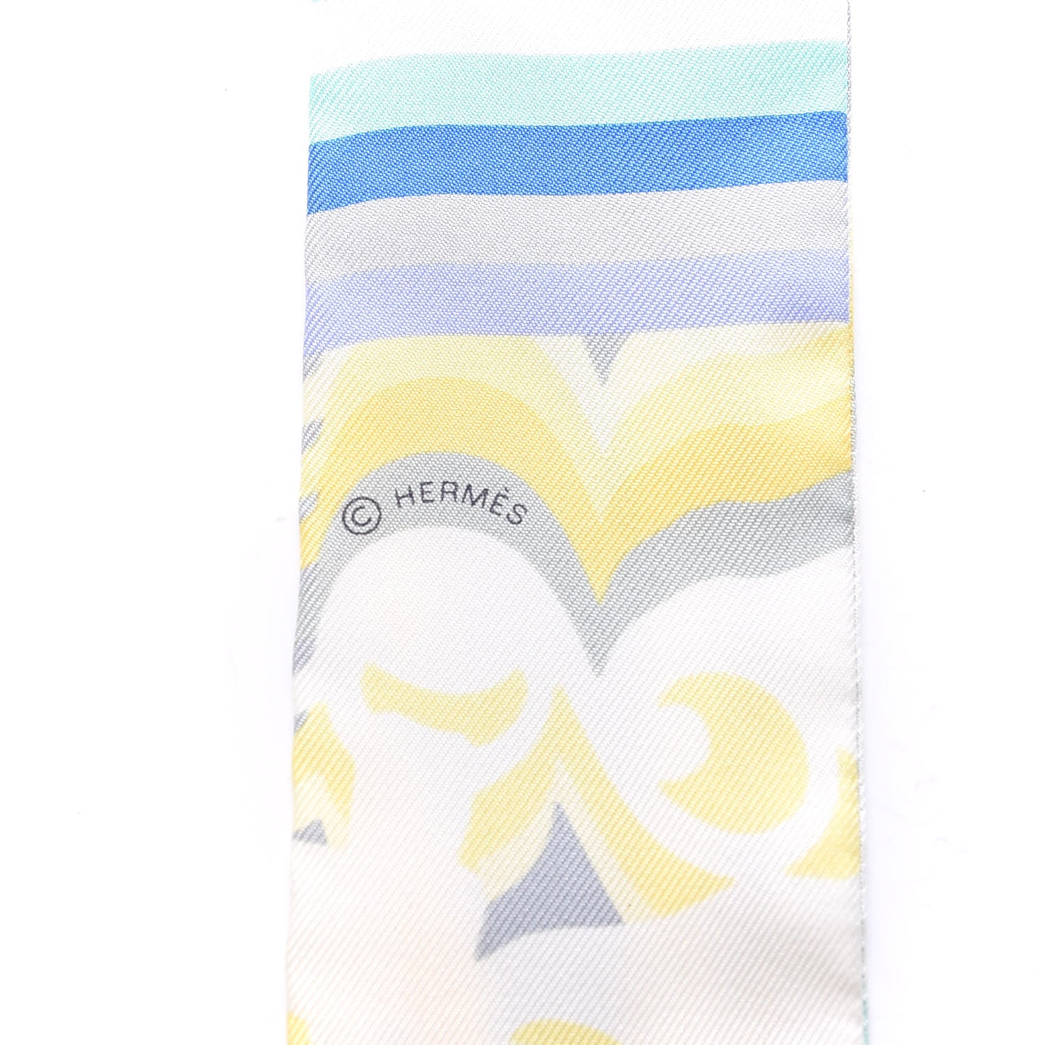 Hermes Silk Brides De Gala Shadow Twilly Gris Jaune Soufre 4 of 5