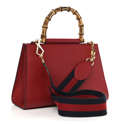 Gucci Nappa Bamboo Web Small Nymphaea Top Handle Bag Hibiscus Red 3 of 12