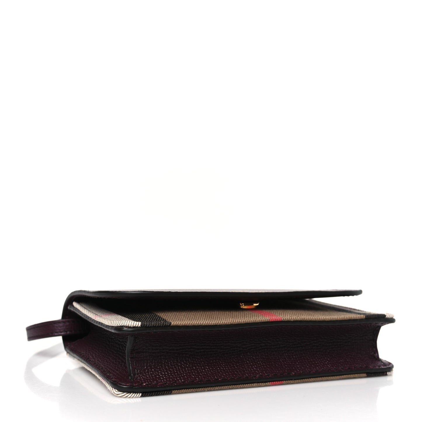 Grained Calfskin House Check Tartan Mix Hampshire Wallet On Chain Burgundy