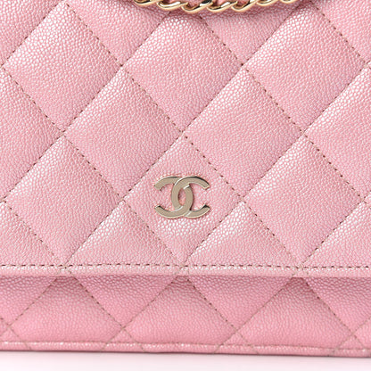 Chanel Iridescent Caviar Quilted Wallet on Chain WOC Rose Pink 11 of 11