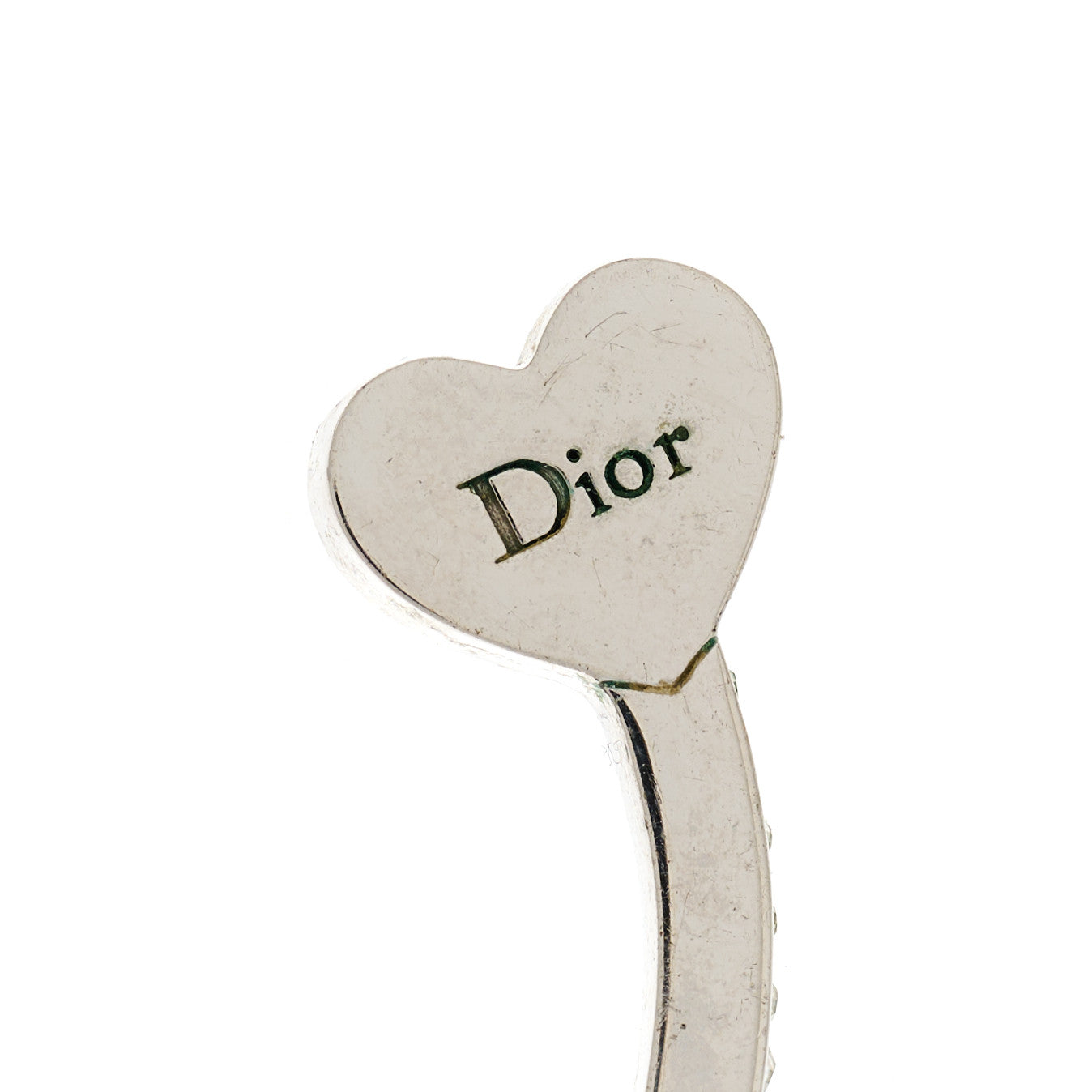 Christian Dior Crystal Hoop Earrings Silver 4 of 4