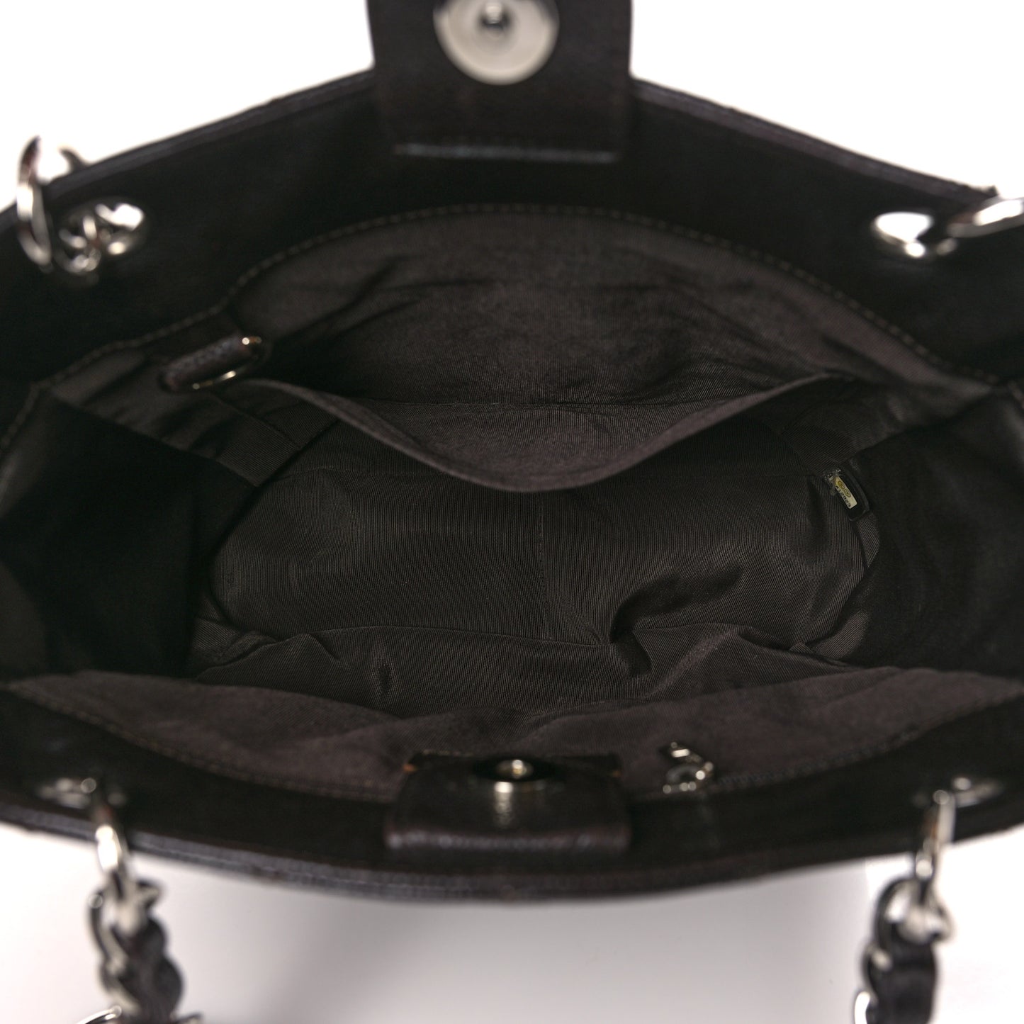 Caviar Quilted Petit Shopping Tote PST Dark Brown