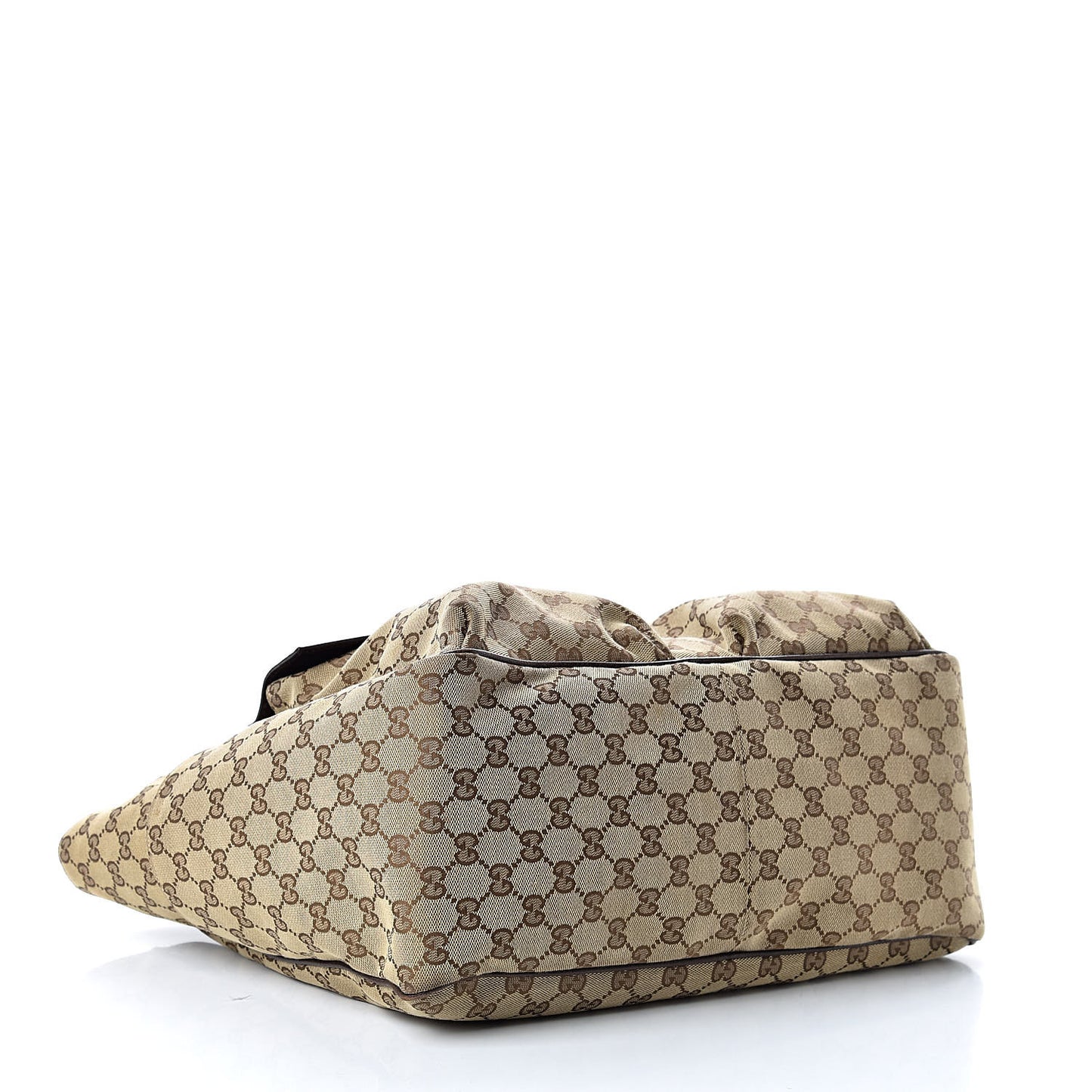 GG Monogram Medium Web Handle Double Pocket Tote Brown