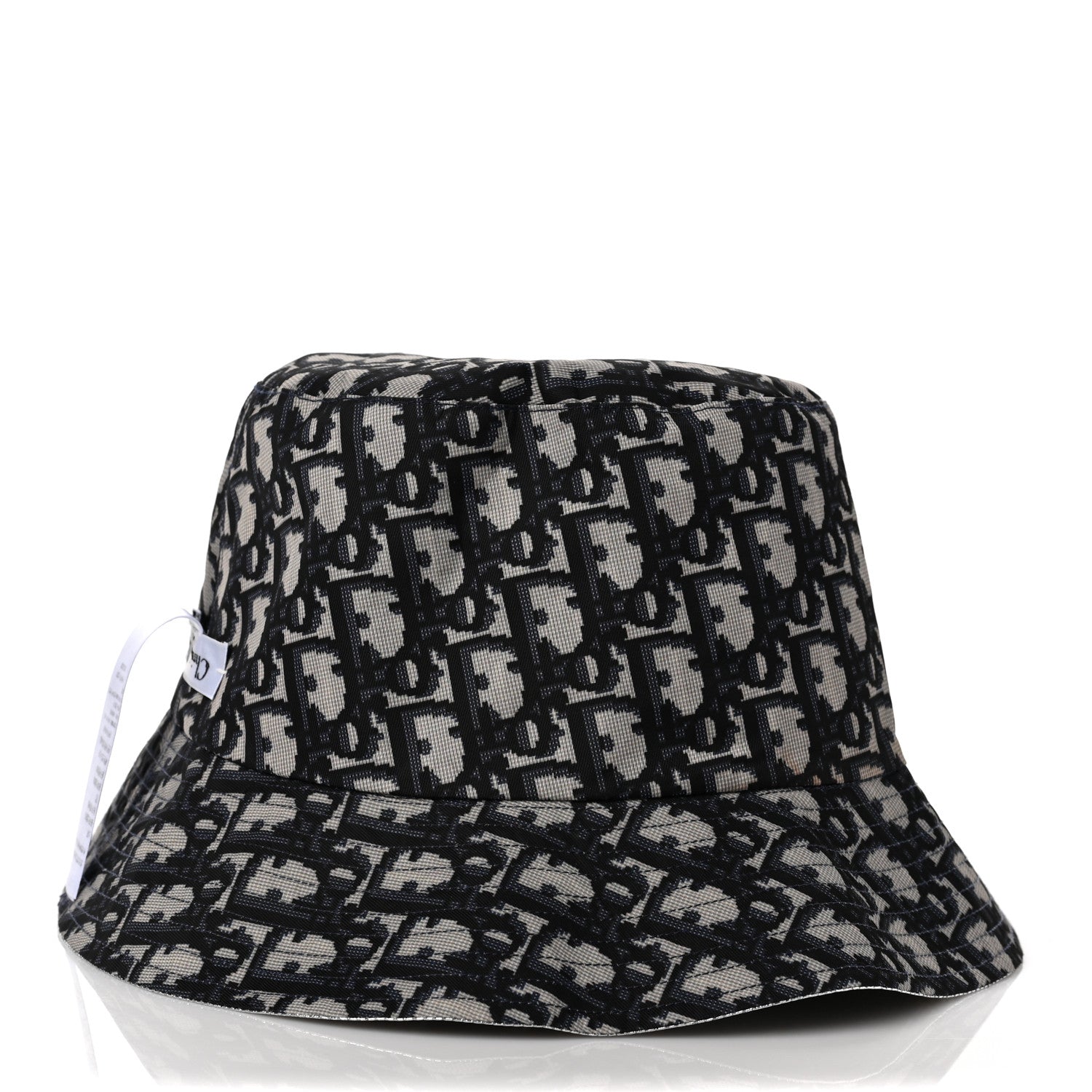 Christian Dior Metallic Oblique Reversible Teddy-D Bob Bucket Hat 58 Blue Silver 8 of 13