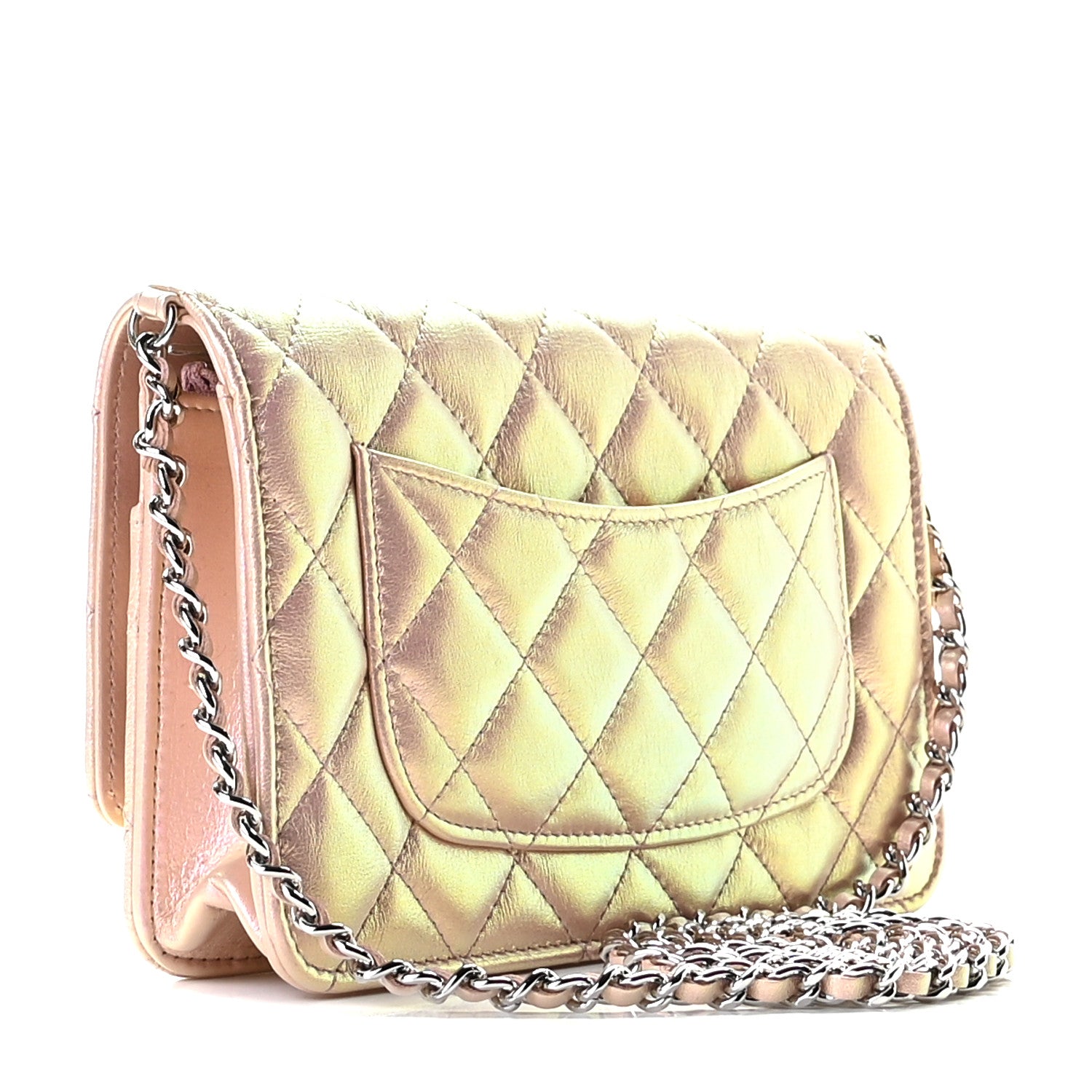 Chanel Iridescent Calfskin Quilted Wallet On Chain WOC Pink 3 of 10