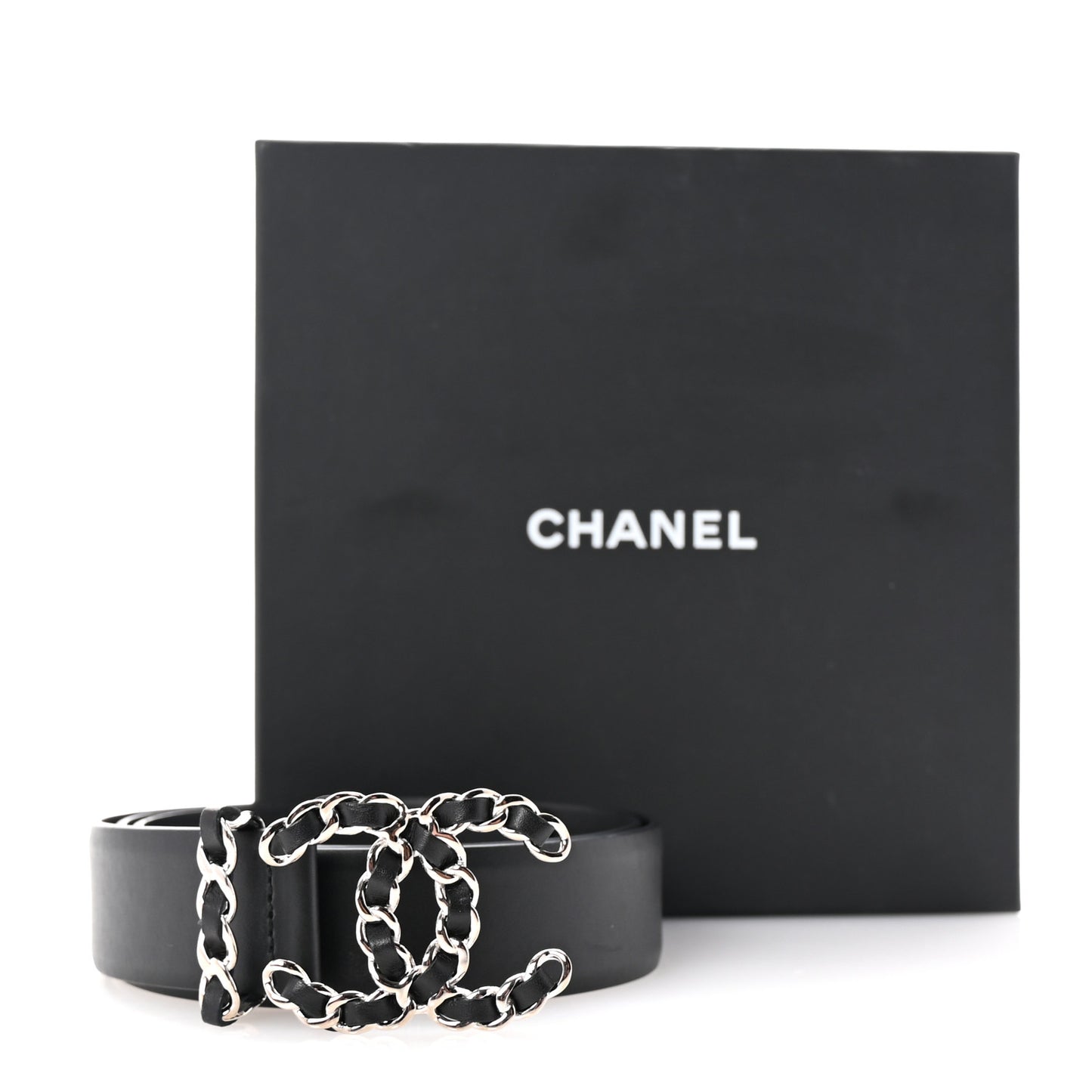 Calfskin CC Chain Belt 80 32 Black