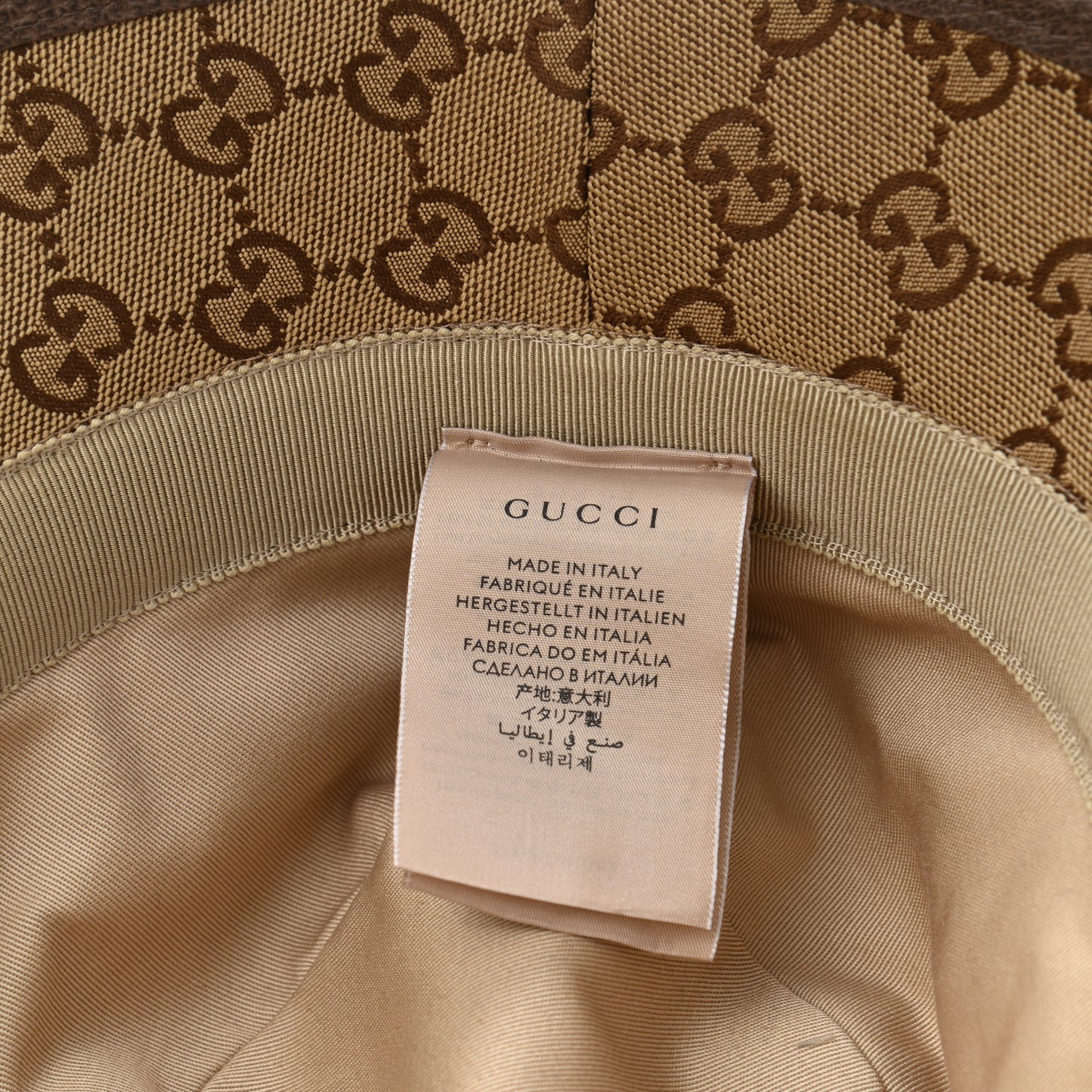 Monogram Textured Dollar Calfskin GG Jago Bucket Hat S Cacao Beige