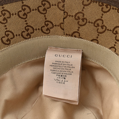 Gucci Monogram Textured Dollar Calfskin GG Jago Bucket Hat S Cacao Beige 9 of 11