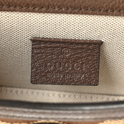 Gucci Monogram Jumbo GG Textured Dollar Calfskin Mini Horsebit 1955 Shoulder Bag Camel Ebony New Acero 7 of 9