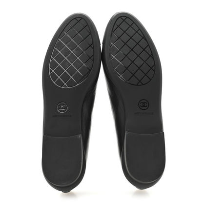 Chanel Lambskin Cap Toe CC Uniform Ballerina Flats 37.5 Black 6 of 9