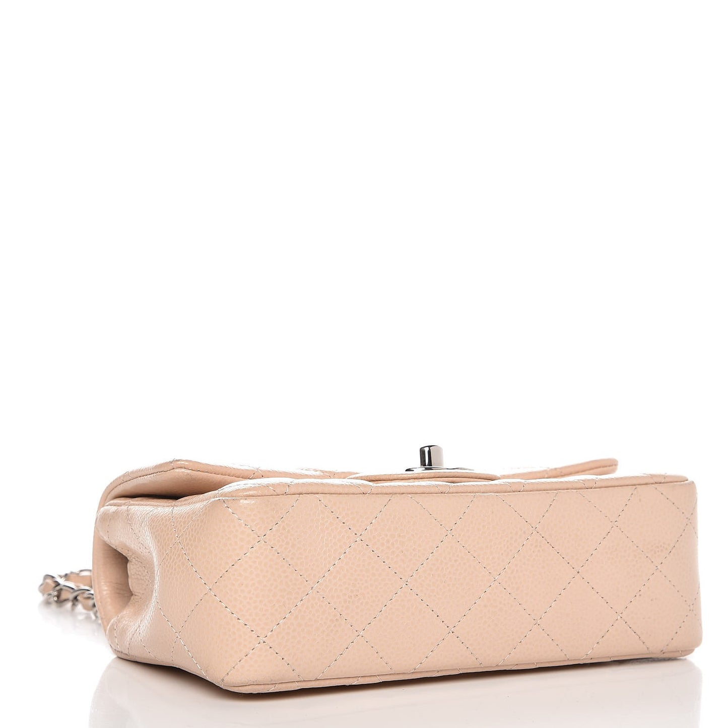 Caviar Quilted Mini Rectangular Flap Light Beige