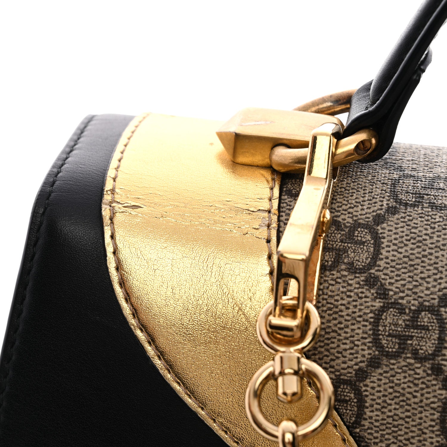 Gucci GG Supreme Monogram Small Osiride Top Handle Bag Black Gold 3 of 14