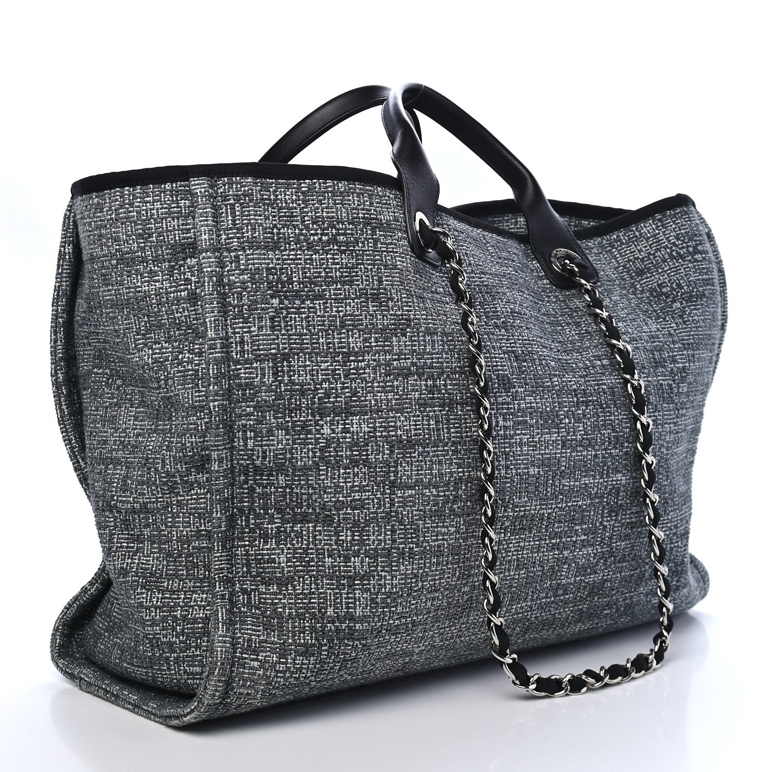 Chanel Canvas Large Deauville Tote Charcoal 3 of 9