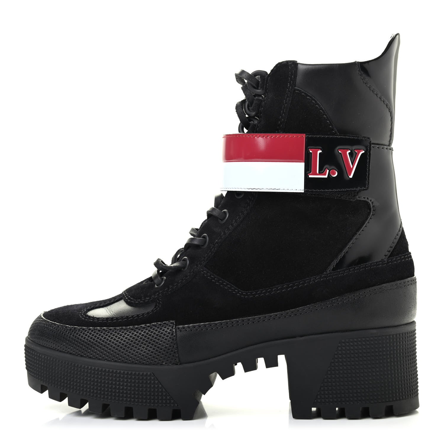 Louis Vuitton Suede Calfskin Laureate Platform Desert Boots 38 Black 1 of 11