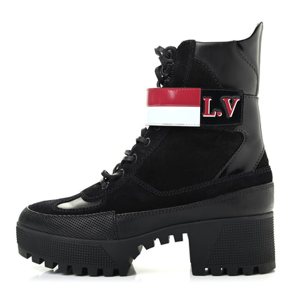 Louis Vuitton Suede Calfskin Laureate Platform Desert Boots 38 Black 1 of 11