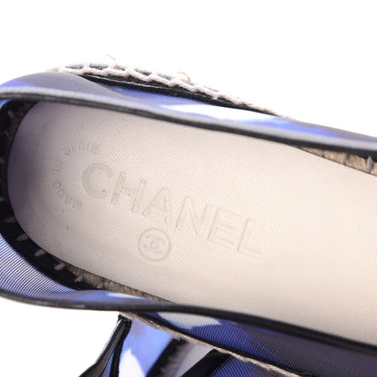 Chanel Mesh Lambskin Check Print CC Espadrilles 42 Blue Black White 17 of 21