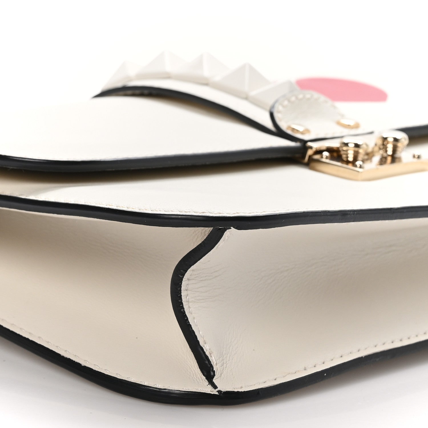 Valentino Garavani Nappa Painted Heart Medium Glam Lock Rockstud Flap White 9 of 10