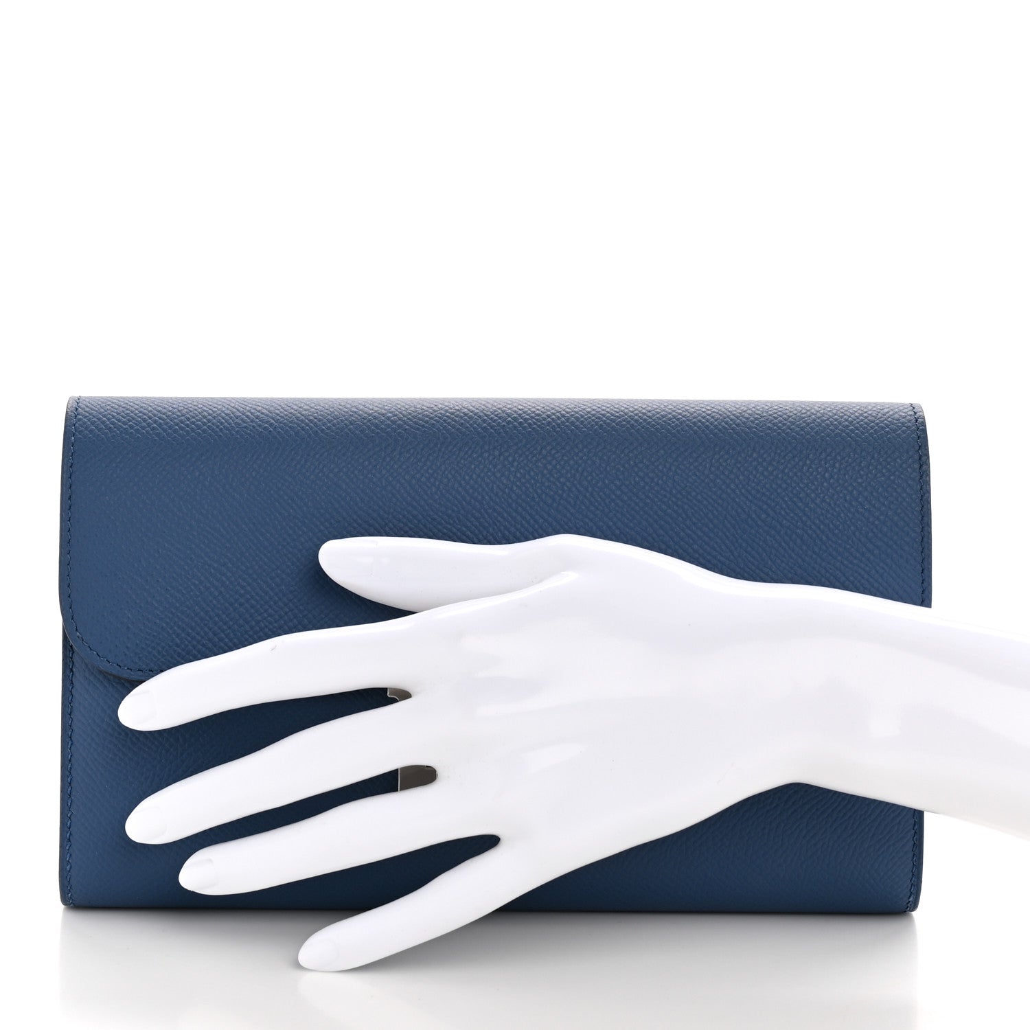 Hermes Epsom Constance Verso Long Wallet Bleu Agate Gris Mouette 2 of 10