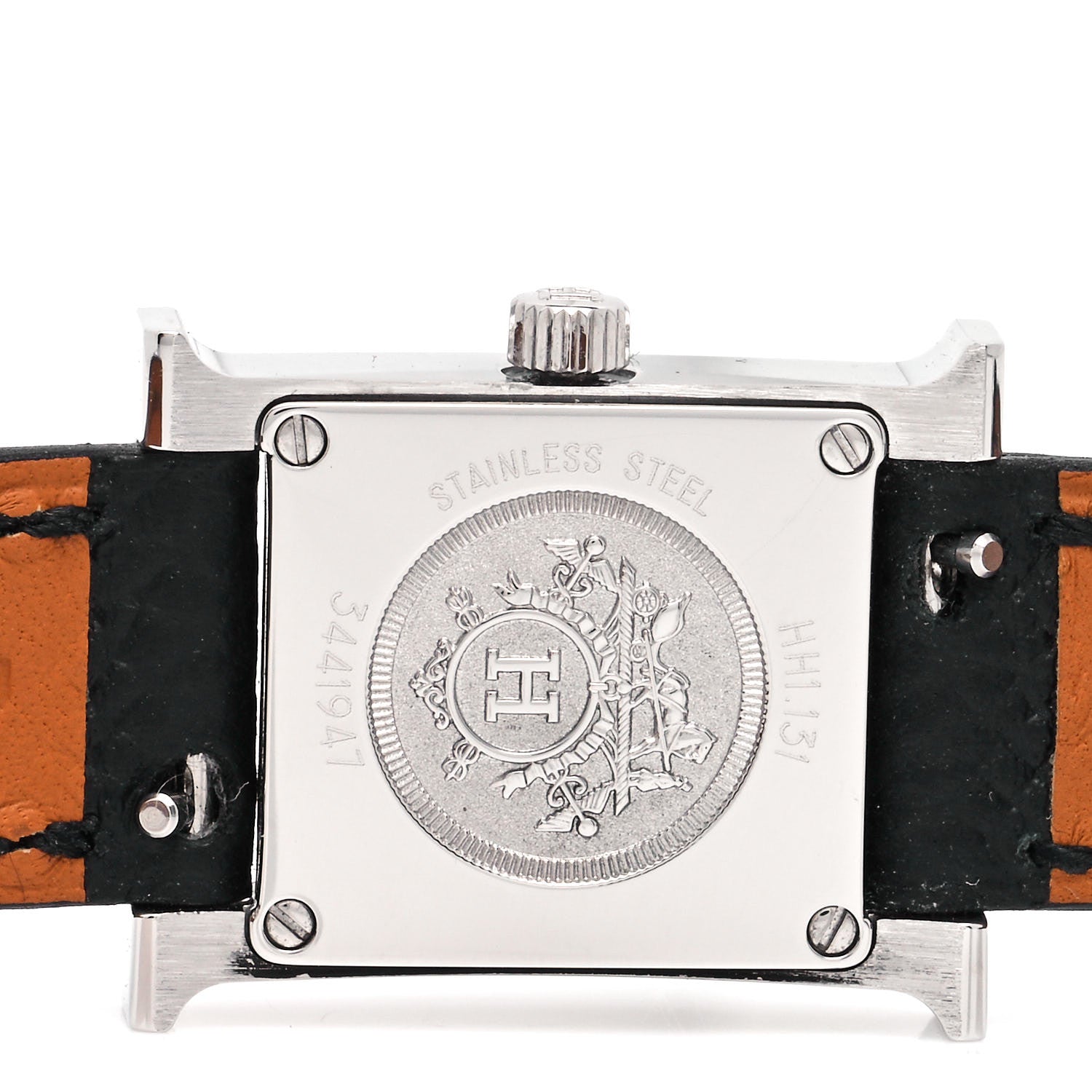 Hermes Stainless Steel Epsom Diamond Bezel Mother of Pearl 17.2mm Heure H Hour Quartz Watch Noir 4 of 5