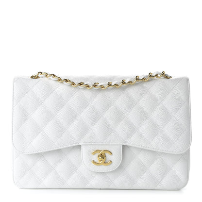 Chanel Caviar Quilted Jumbo Double Flap White 1 of 10