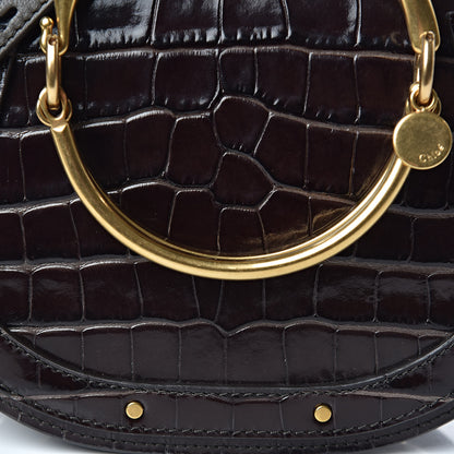 Chloe Suede Calfskin Crocodile Embossed Small Nile Bracelet Bag Profound Brown 12 of 12