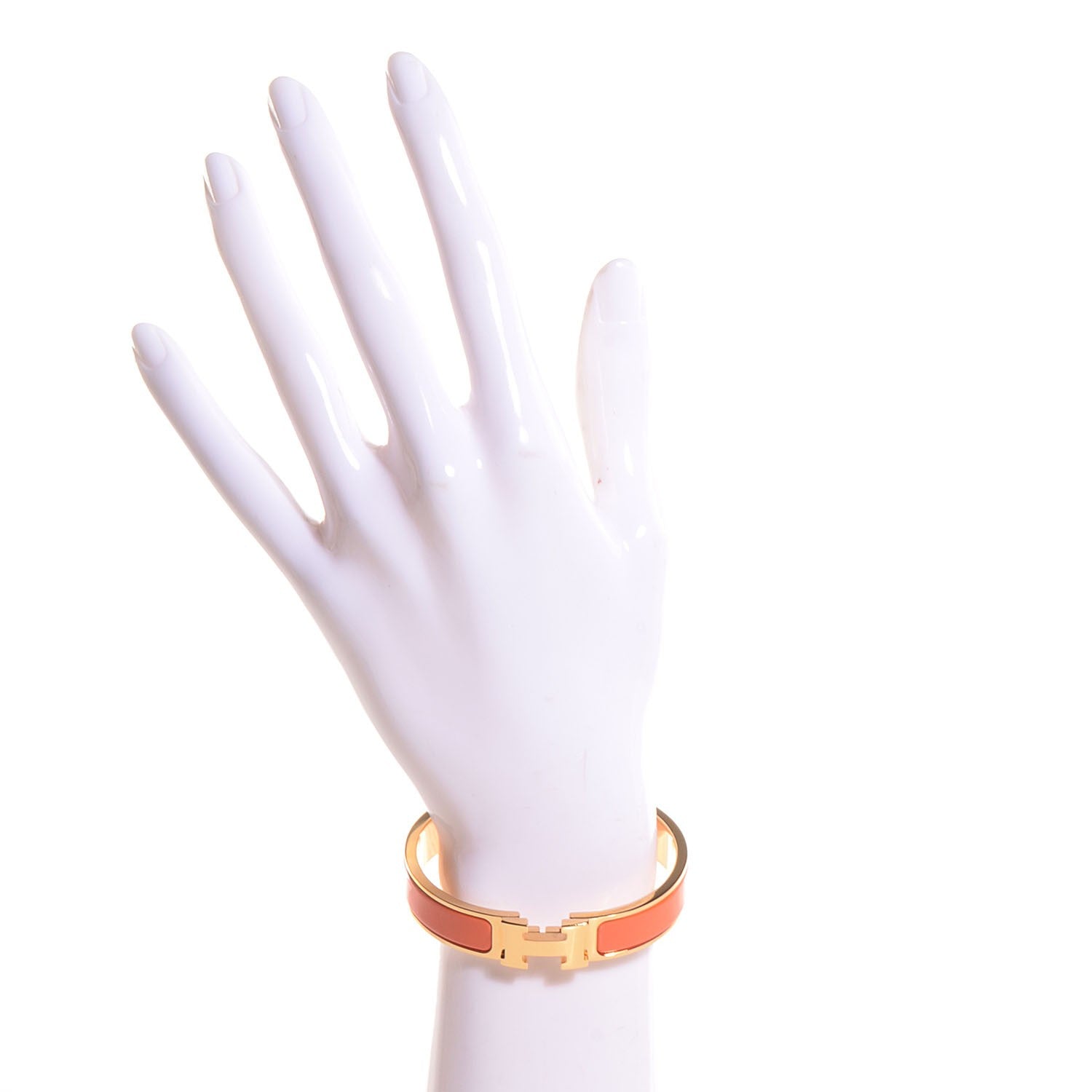 Hermes Enamel Narrow Clic Clac H Bracelet PM Orange 2 of 5