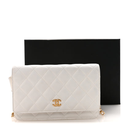 Chanel Lambskin Quilted Romance Wallet On Chain WOC White 12 of 12