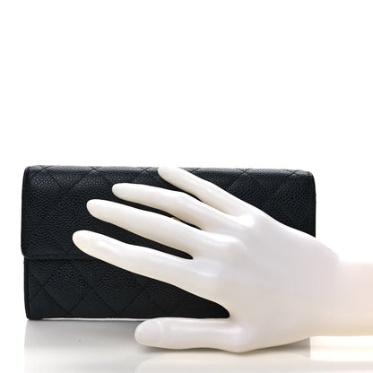 Chanel Caviar Quilted Large Gusset Flap Wallet Black 2 of 8