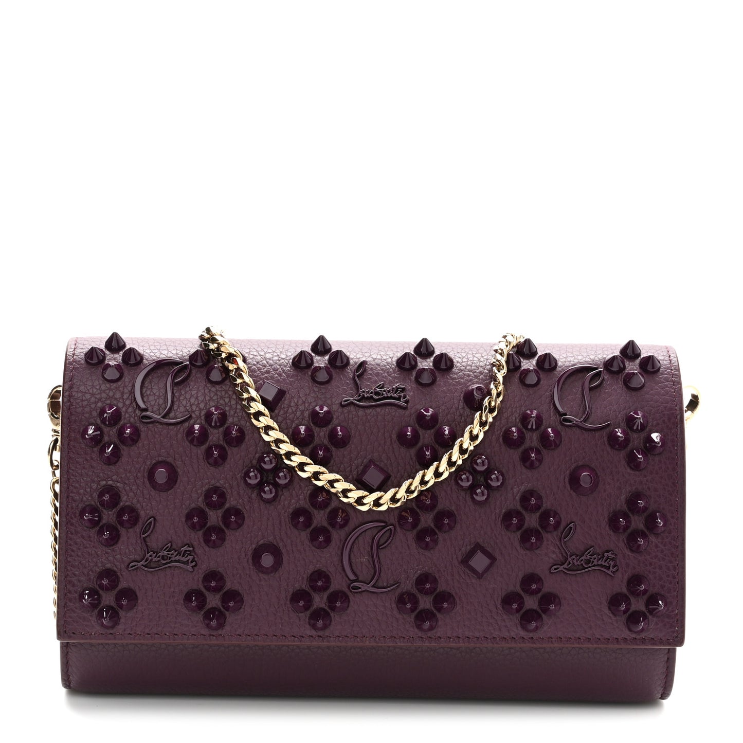 Calfskin Spikes Loubinthesky Paloma Clutch Merlot
