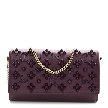 Christian Louboutin Calfskin Spikes Loubinthesky Paloma Clutch Merlot 1 of 10