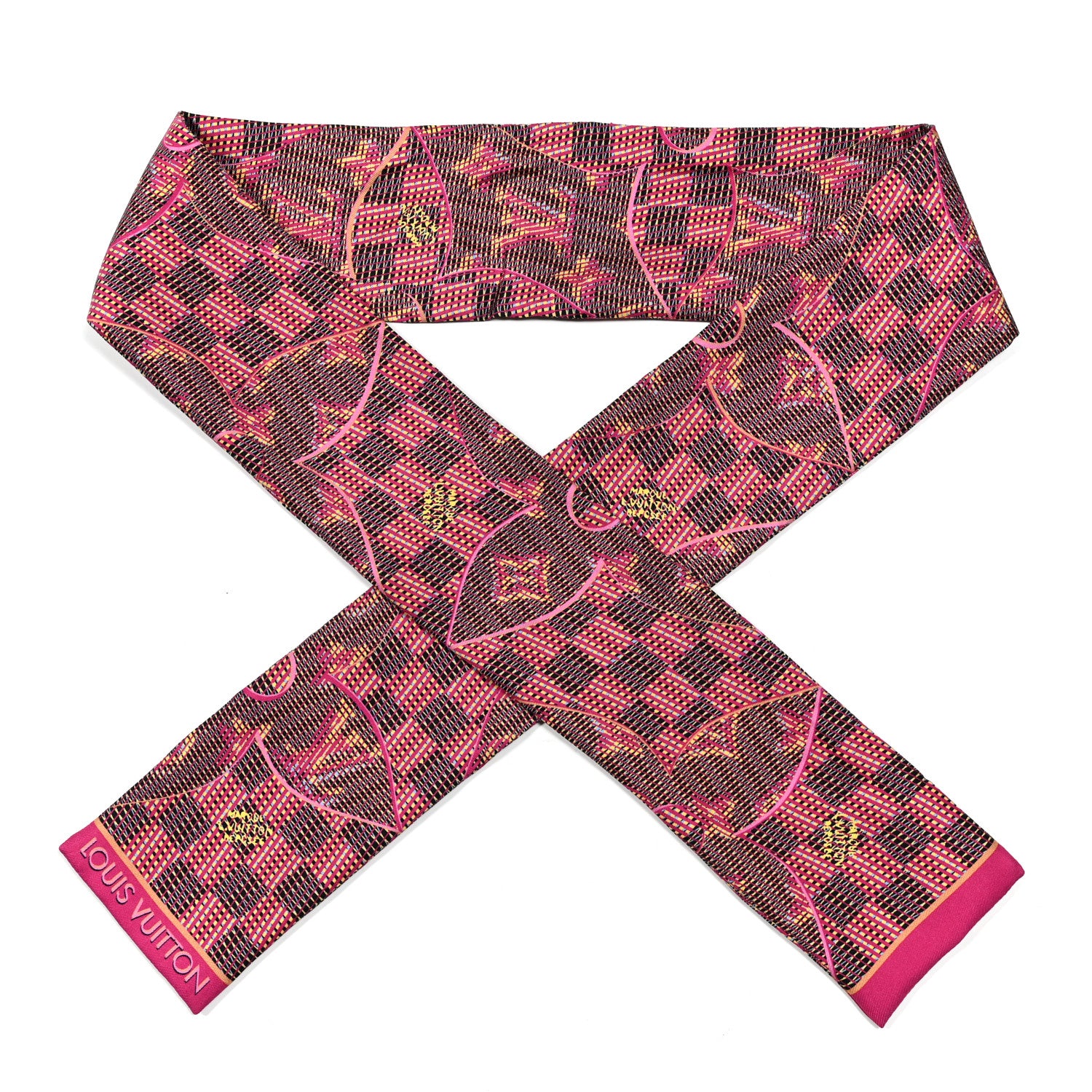 Louis Vuitton Silk Monogram Damier Pop Print Bandeau Pink 1 of 4
