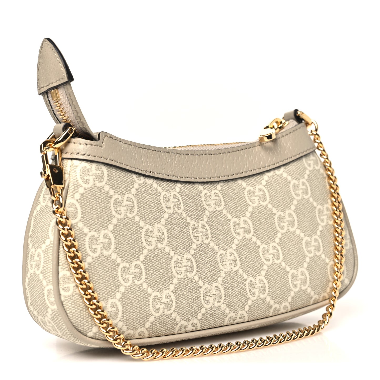 GG Supreme Monogram Textured Dollar Calfskin Web Mini Ophidia GG Handbag Beige Mystic White Oatmeal
